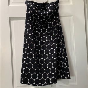 Black and white polka dot strapless dress